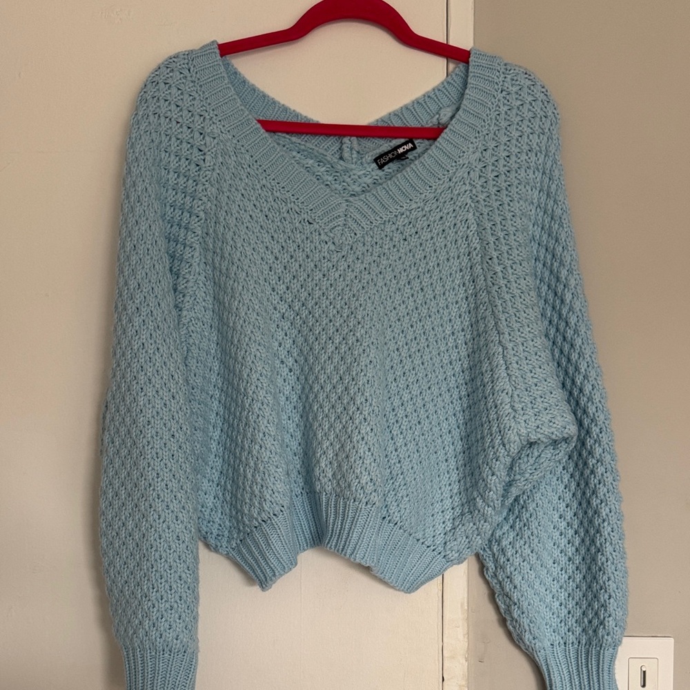 Sky Blue V-Neck Sweater